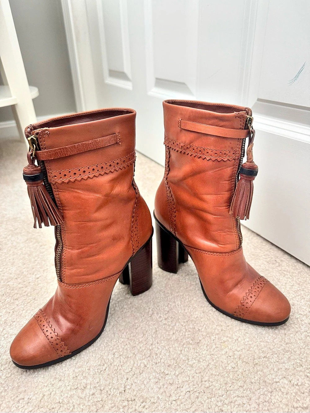 Tory Burch Women's Leather-Look Heeled Boots Brown US 6.5 - Picture 13 of 13